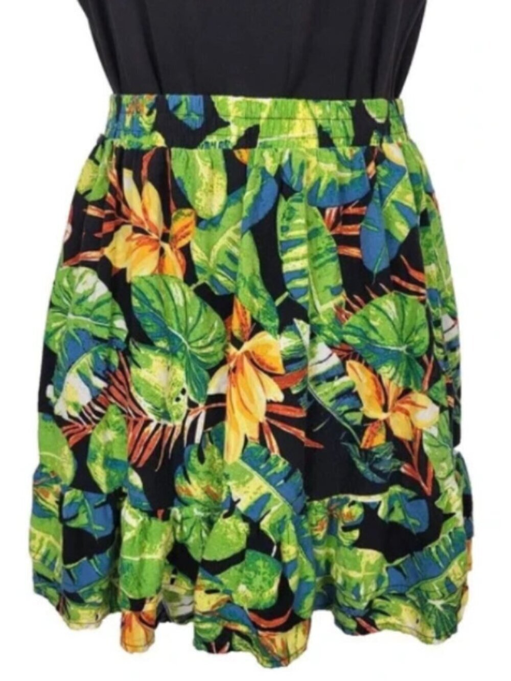 Rachel Roy X-Small Multi-Color Floral Mini Skirt Elastic Waist 2 Tier Peplum